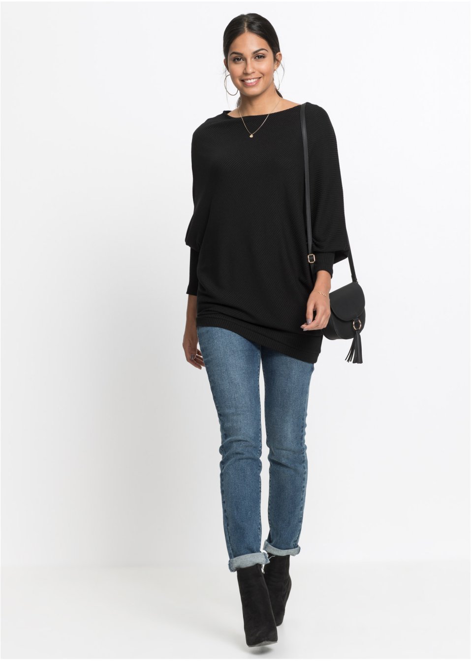 Pull oversize avec base asymétrique