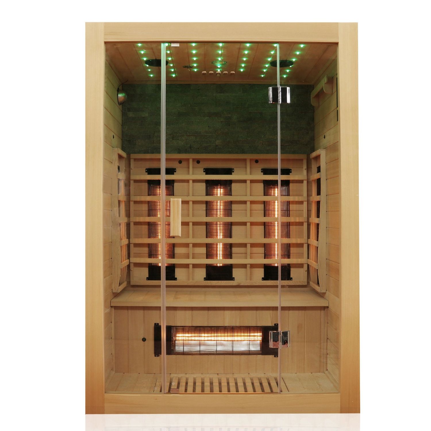 Dewello® Infrarotkabine Infrarotsauna MILTON 135cm x 105cm inkl. 6 Vollspektrumstrahler, Bodenstrahler, 2 Personen, LED