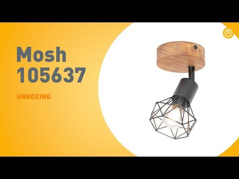 Industriële spot zwart met hout draai- en kantelbaar - Mosh