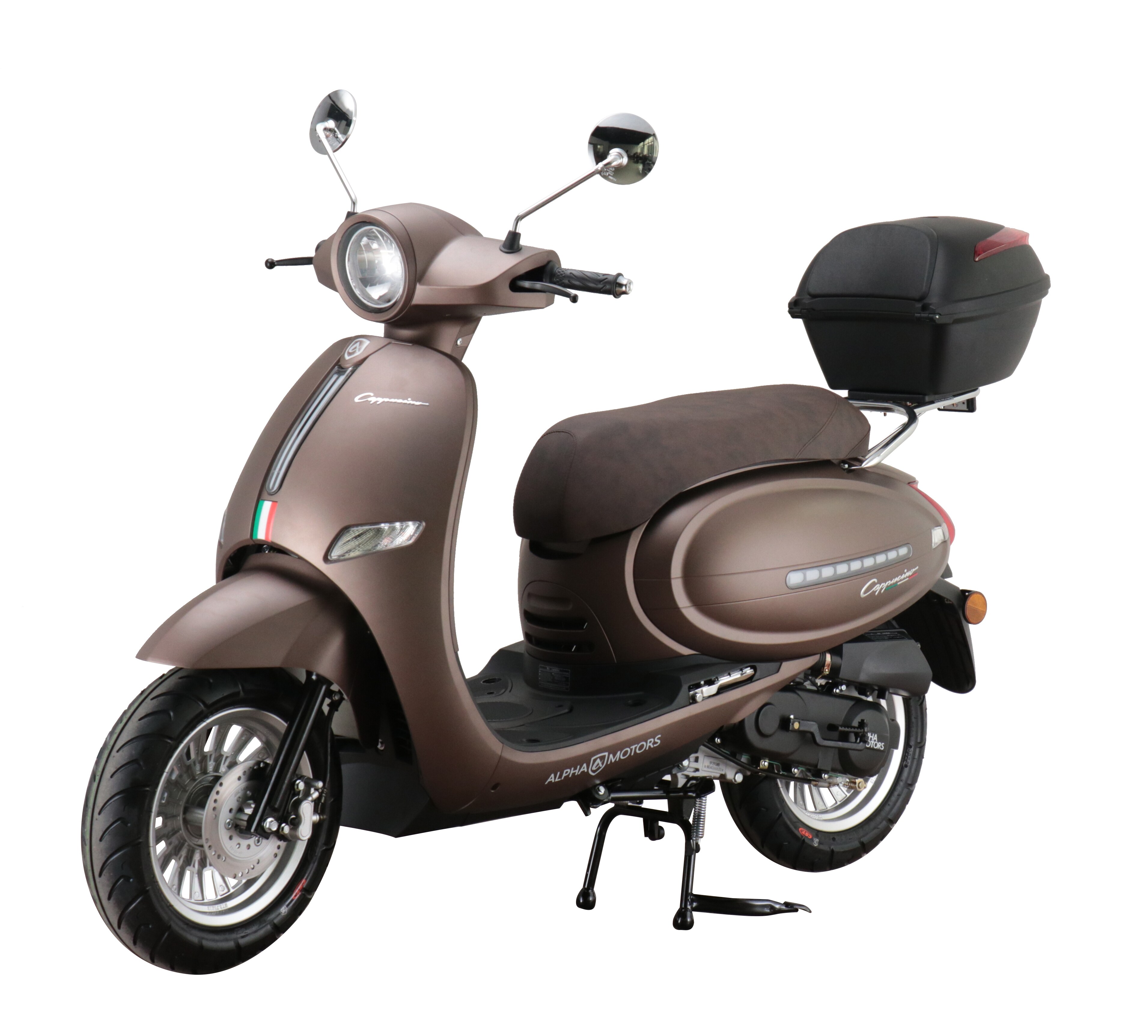 Alpha Motors Motorroller Cappucino 50 ccm 45 km/h EURO 5 mattbraun inkl. Topcase