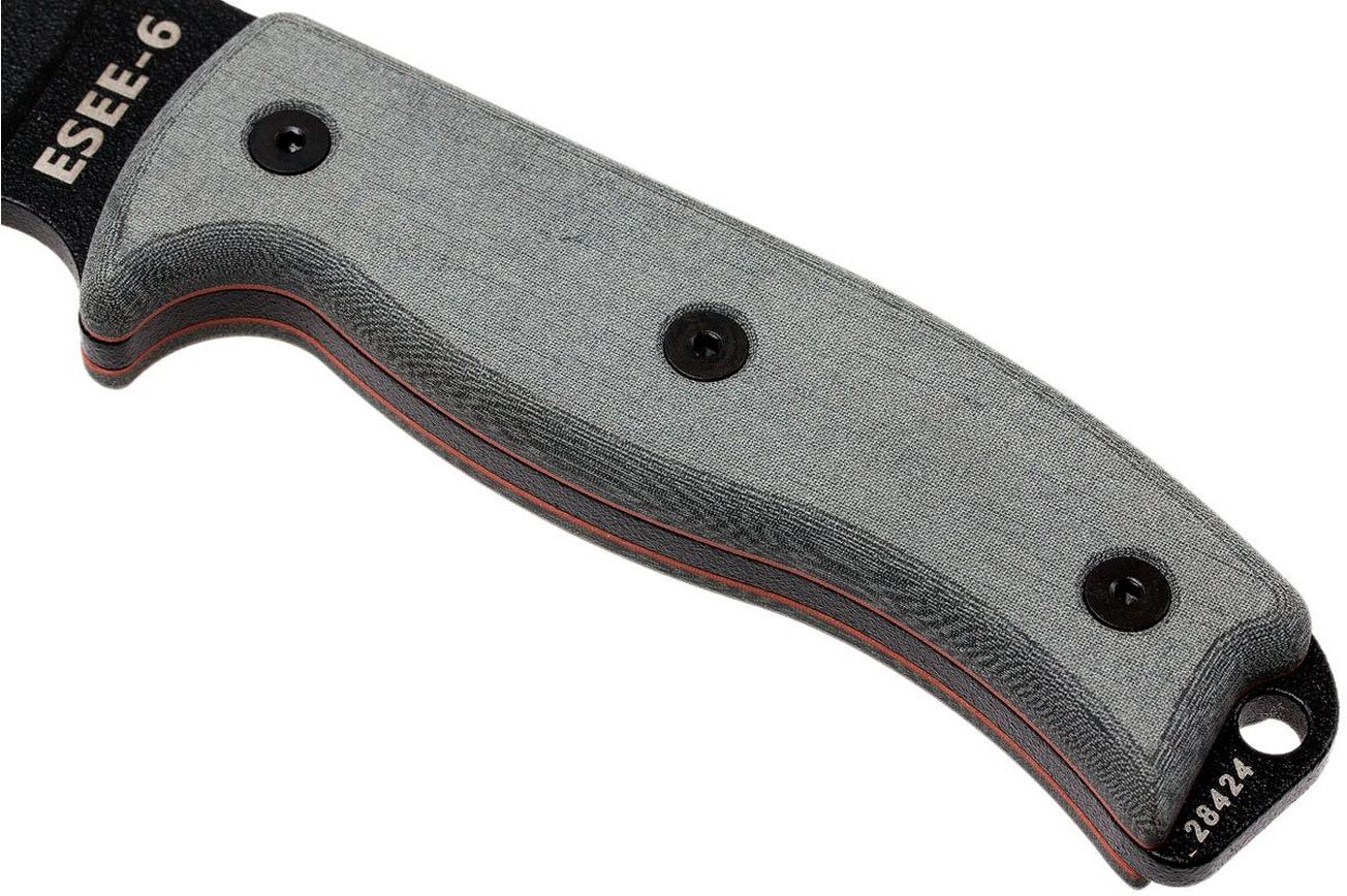 ESEE Model 6 Serrated 6S survivalmes met zwarte schede   riemclip