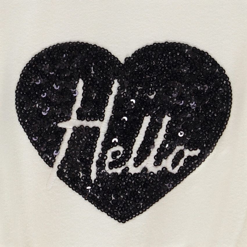 T-shirt manches courtes forme boîte à sequins fantaisie pour fille - Ecru