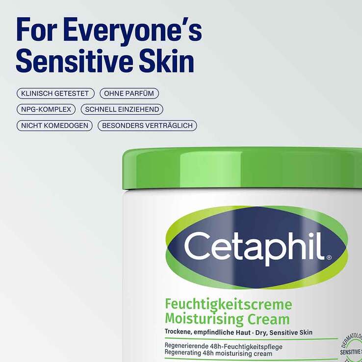 Cetaphil Feuchtigkeitscreme für trockene, empfindliche Haut, 2x456 ml