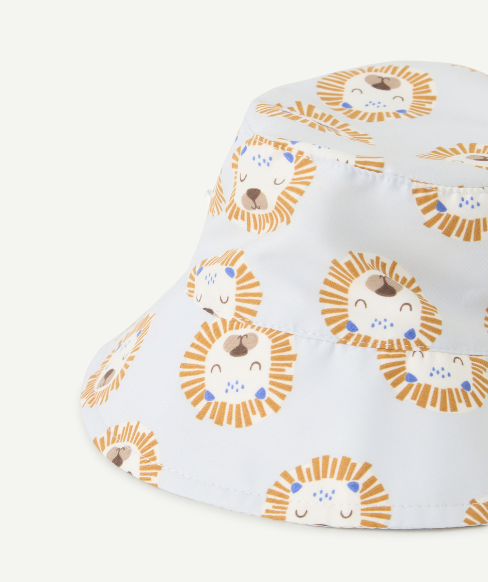 LASSIGBOB ANTI-UV BÉBÉ GARÇON RÉVERSIBLE BLEU AVEC IMPRIMÉ LION
