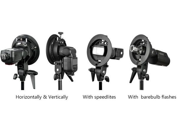 Godox Halterung S-TYPE Speedlite Universelle Halterung für Blitzgeräte und Lichtformer mit Bowens-Anschluss