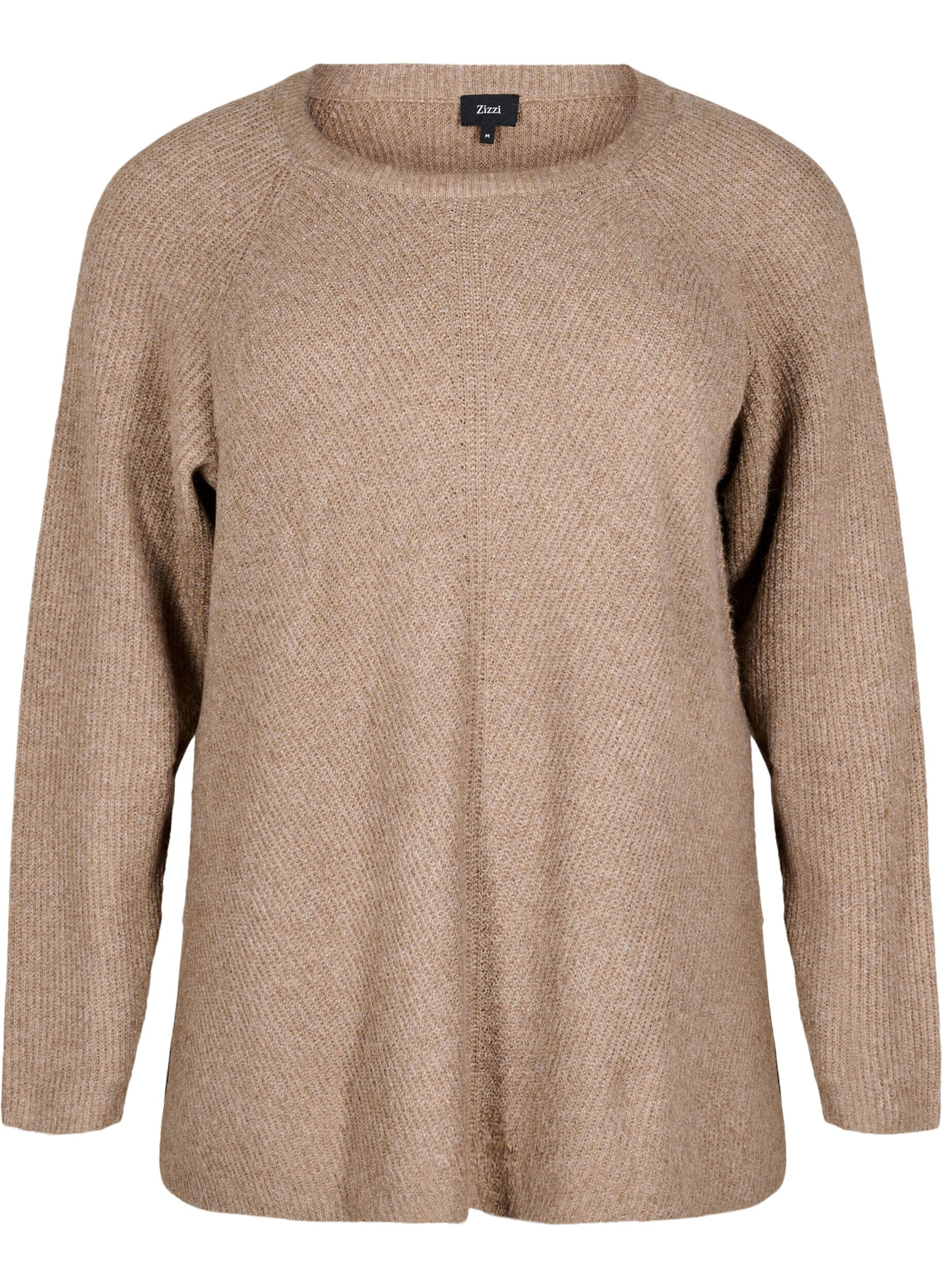 Strikbluse med rund hals