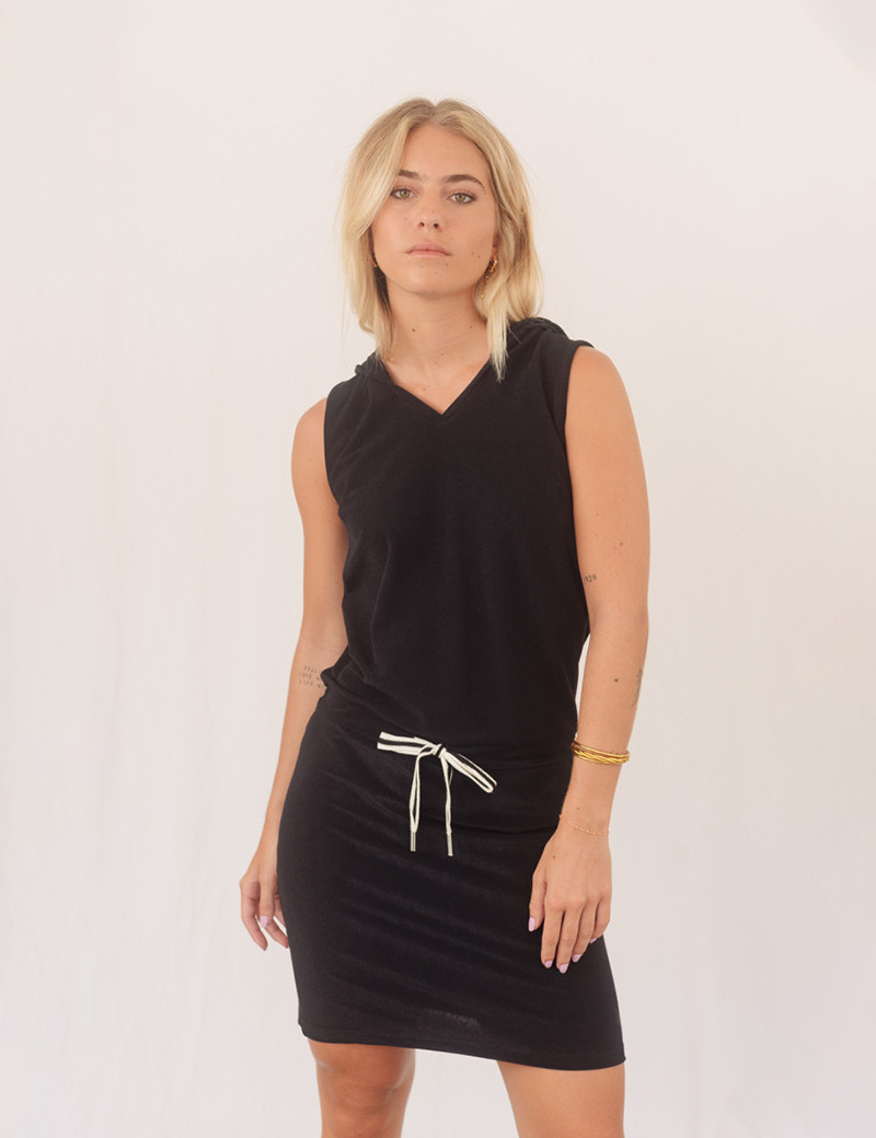 HBT ROBE TINA ÉPONGE CAPUCHE NOIR