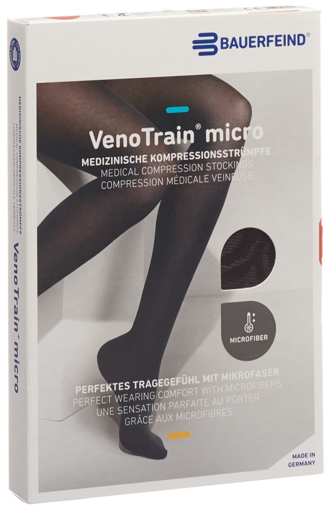 Bauerfeind VenoTrain Micro KKL2 AG<br>1 Paar, M, plus/long geschlossene Fussspitze Spitzenhaftband schwarz