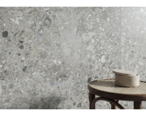Wand- en vloertegel Hedon Grey 60x60 cm Terrazzo look tegel mat gerectificeerd