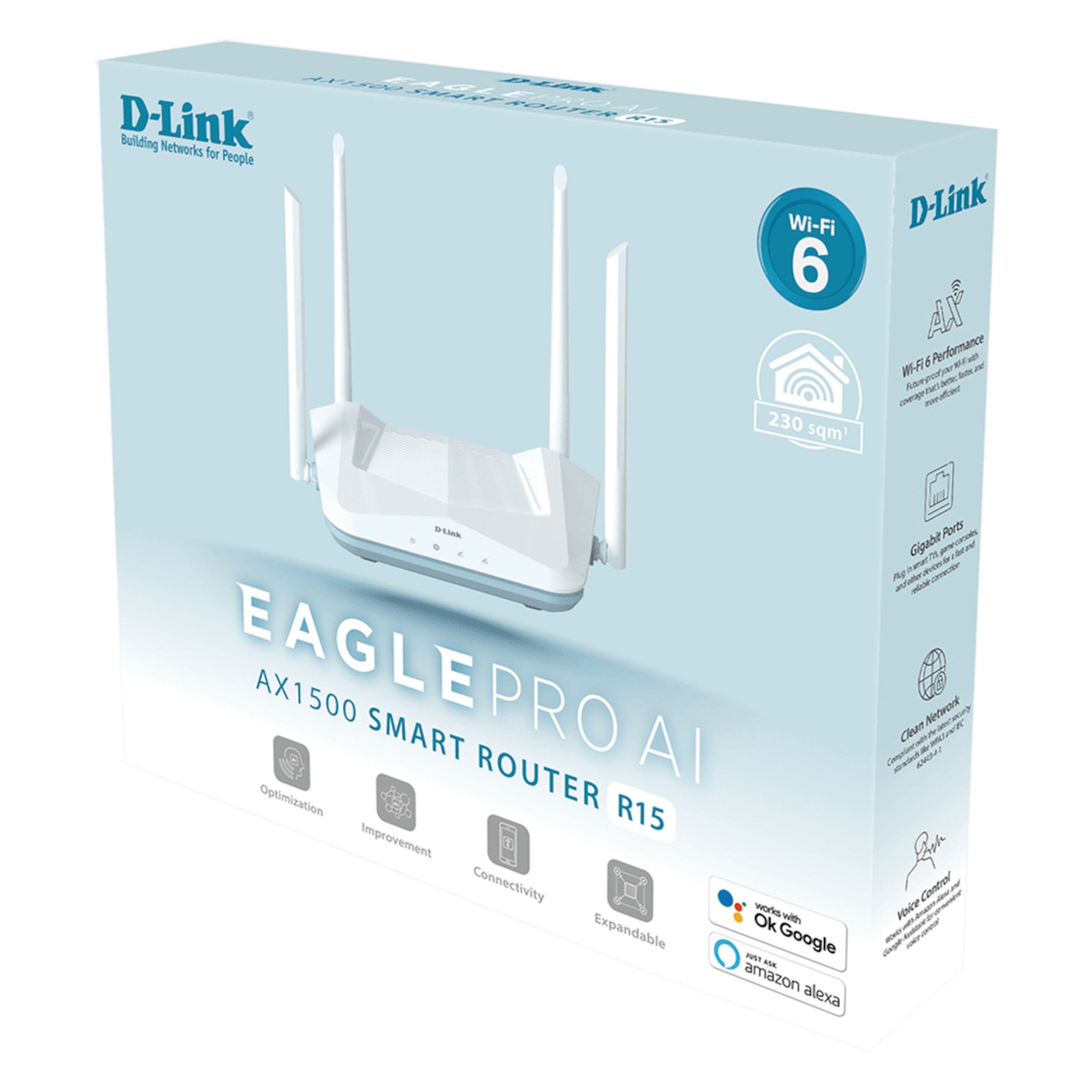 D-Link R15 AX1500 Wifi 6-ruter - Hvit