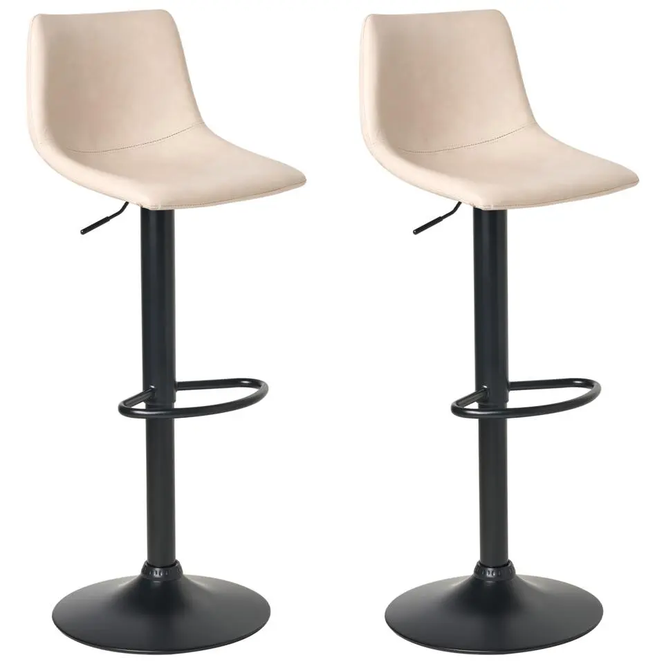 LEBRIJA - Barkruk set van 2 - Lichtbeige - Kunstleer