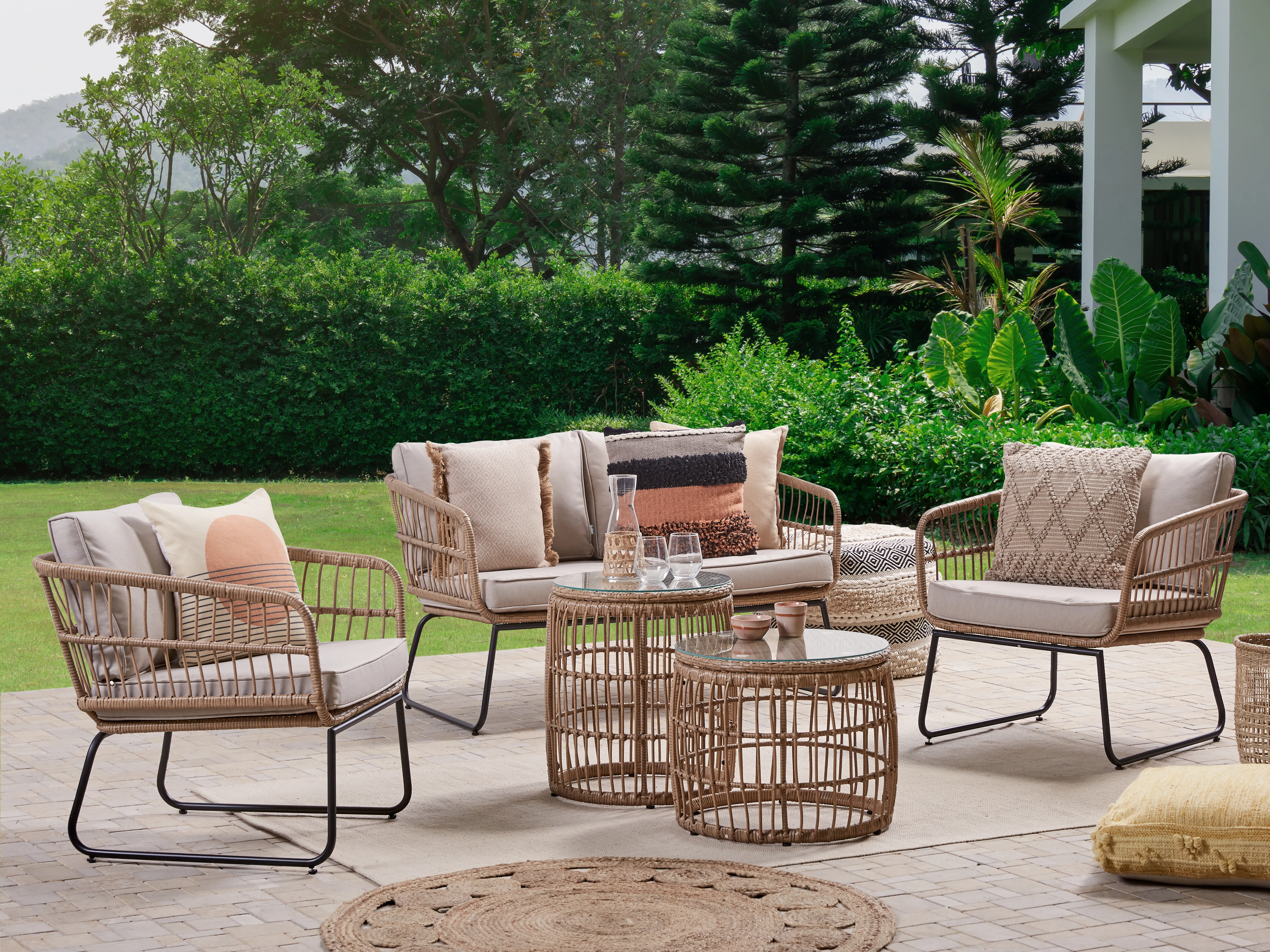 Set tuinkussenhoezen RAVELLO Beige