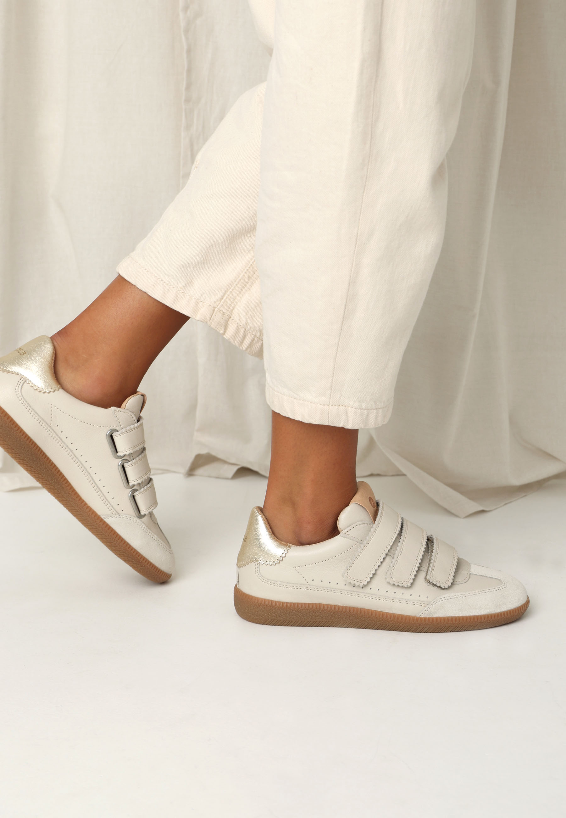 PEARL VALENCIA Sneaker leather metallic Off White
