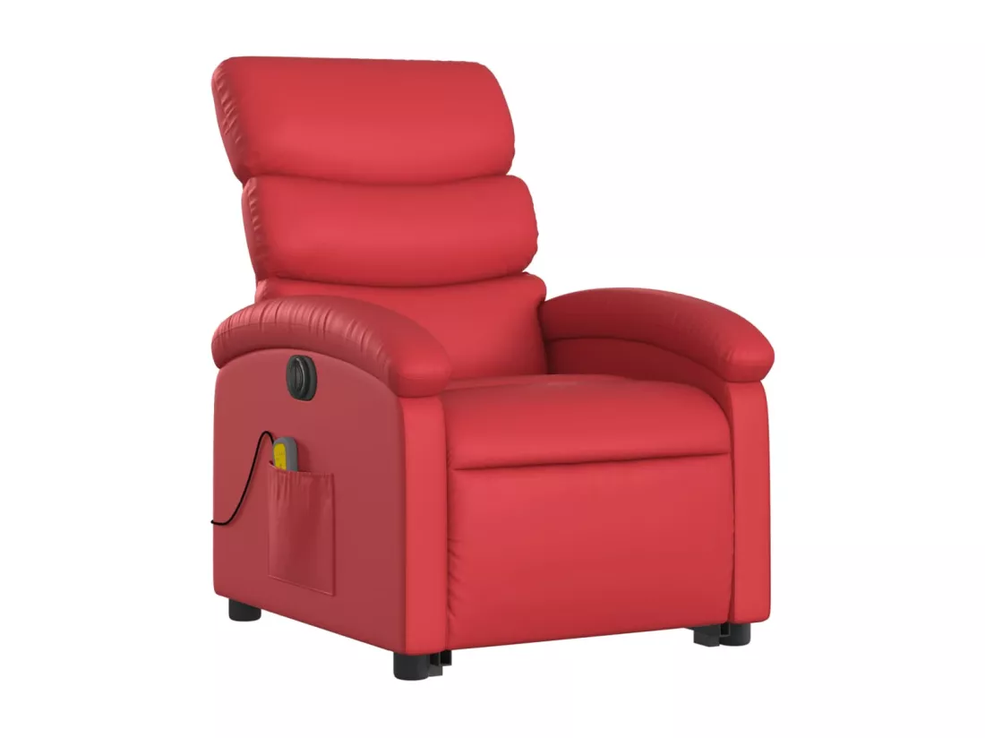 Fauteuil inclinable massant électrique rouge similicuir