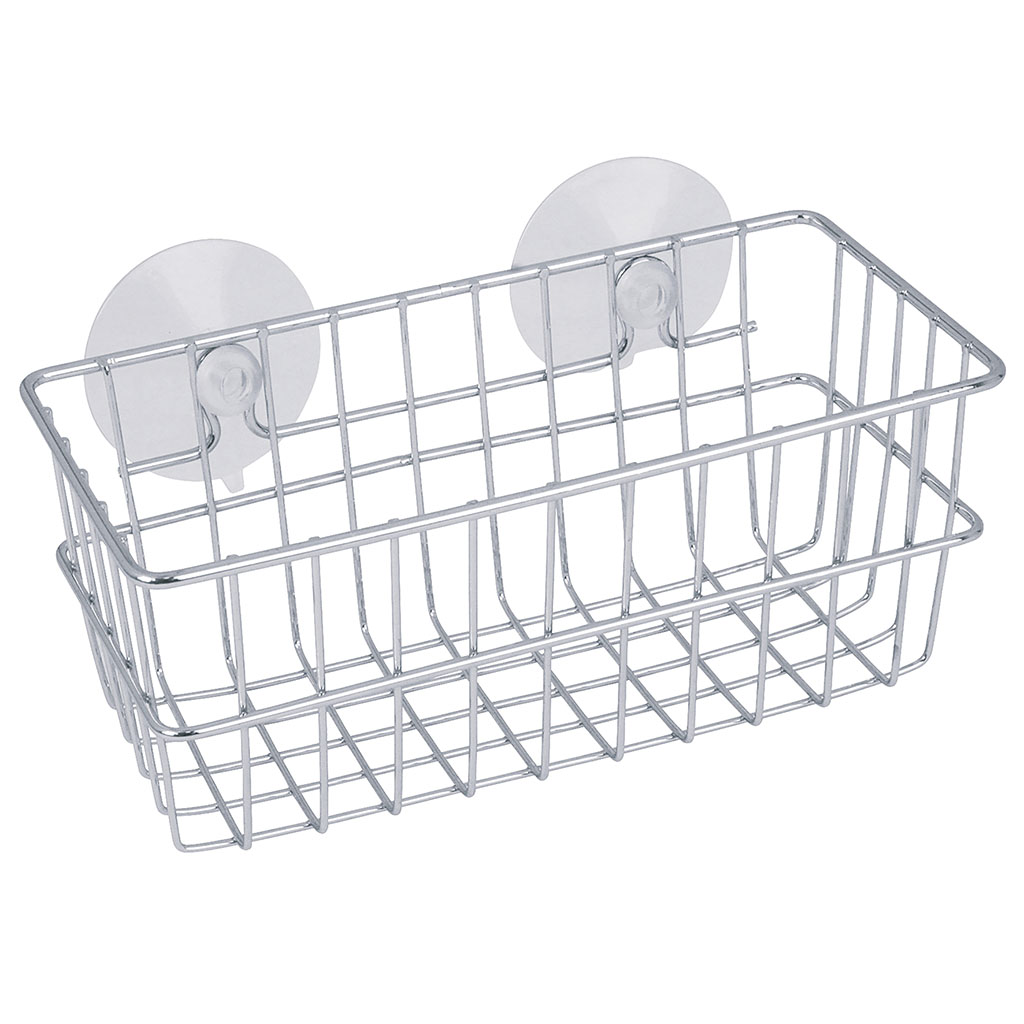 Panier chrome 2 ventouses 18.7x9x10.5cm