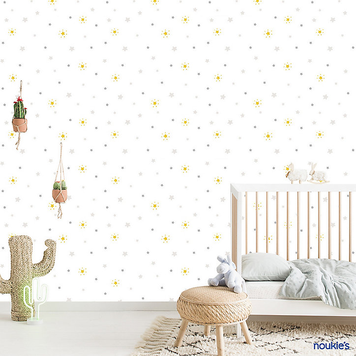 Papier peint Babyland intissé étoiles argent et or