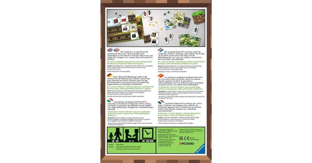 RavensburgerMinecraft Builders & Biomes Farmers Market Expansion Bordspel  (Meertalig, Uitbreiding, 2 - 4 spelers, 60 minuten, Vanaf 10 jaar)