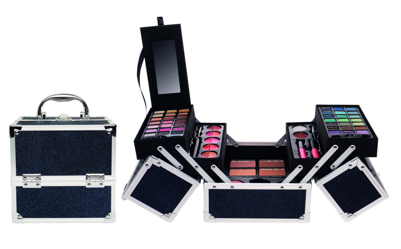Casuelle Black-Blue Glitter Cosmetica koffer