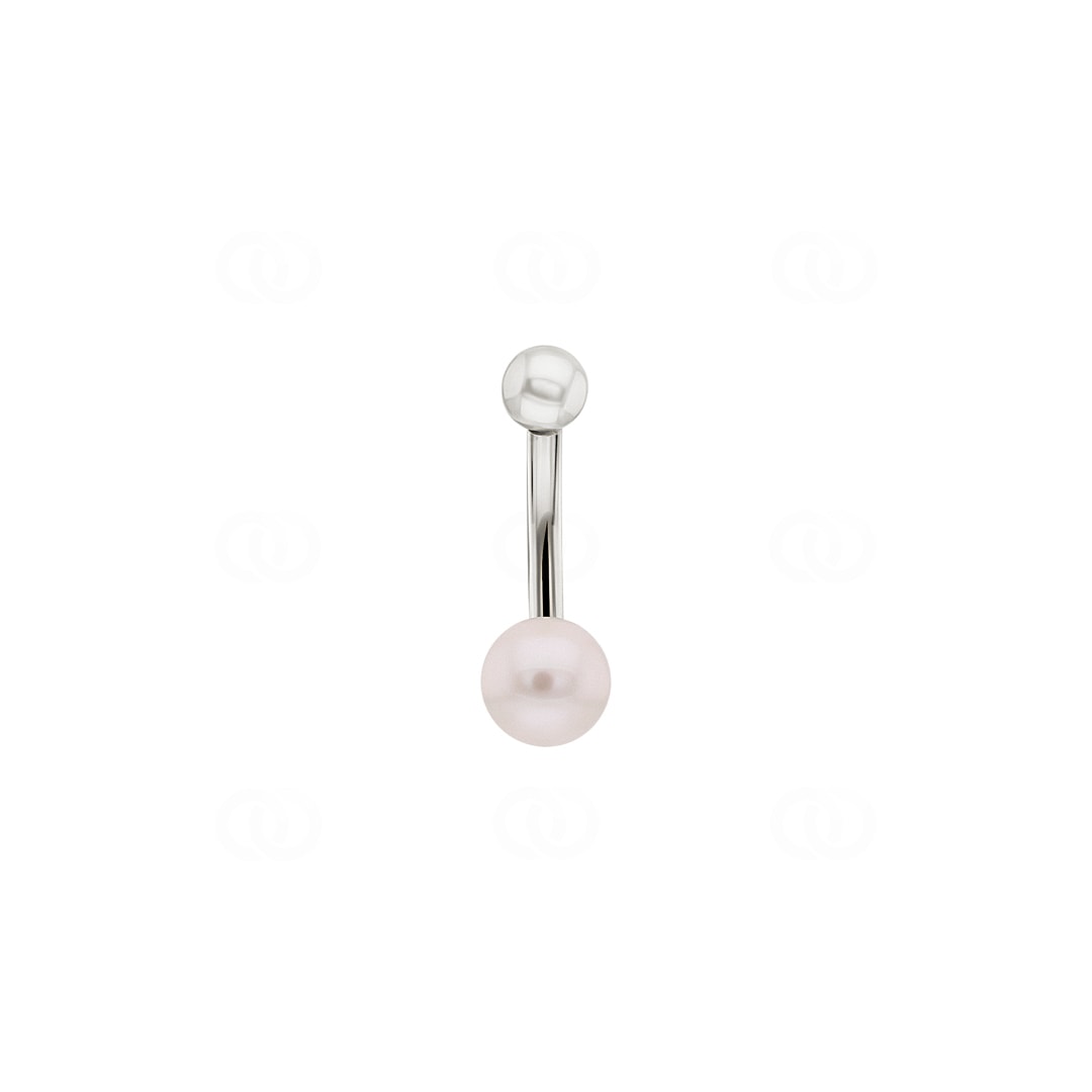 Bauchpiercing 750/18 K Weissgold mit Süsswasserperle