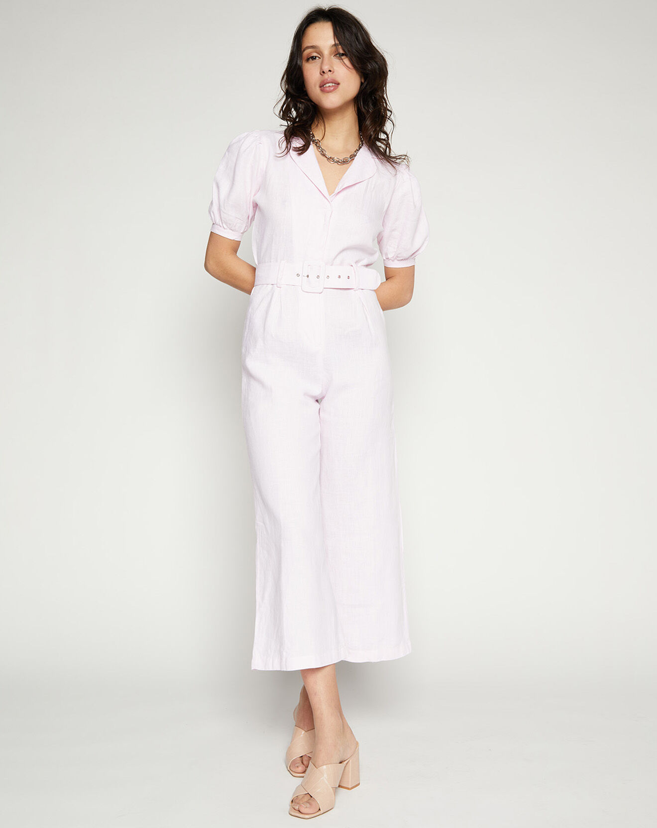 Faithfull the Brand Combinaison 100% Lin Frederikke rose pâle