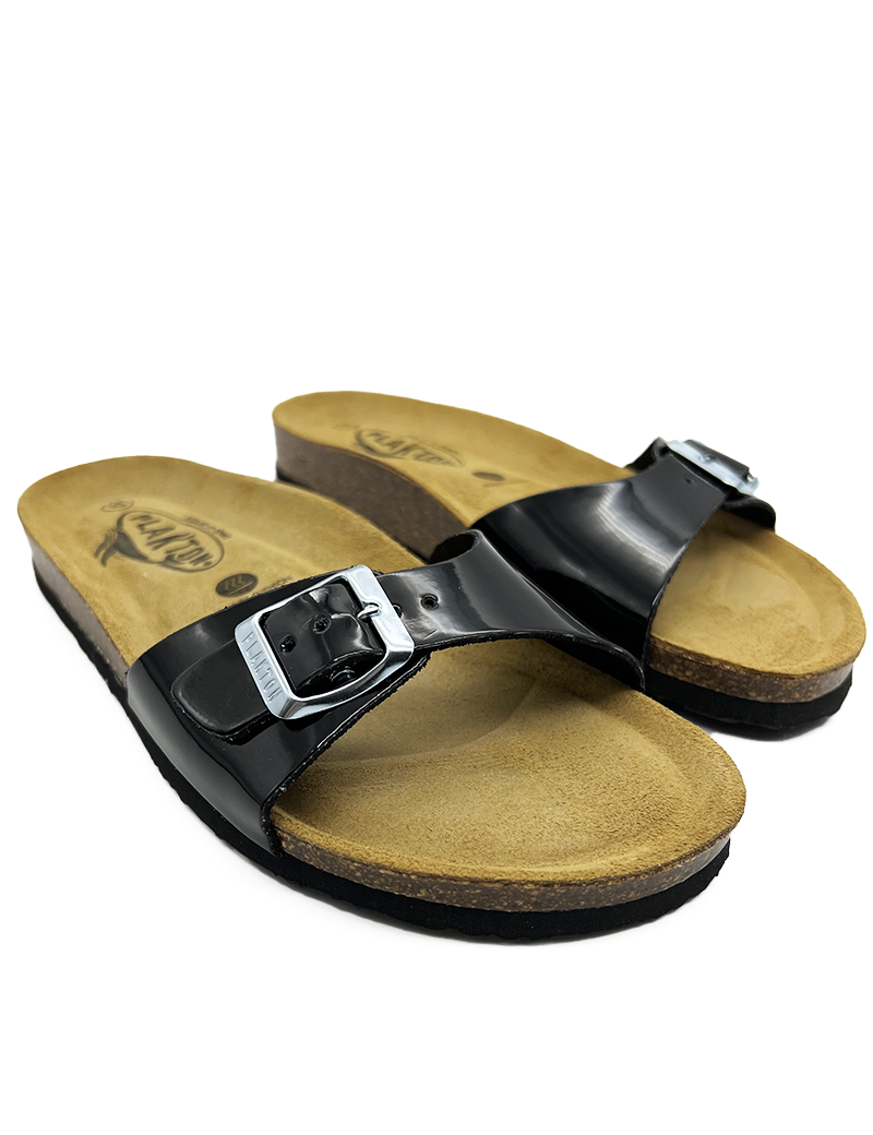 PLAKTON MULES FEMME VERNIS NOIR