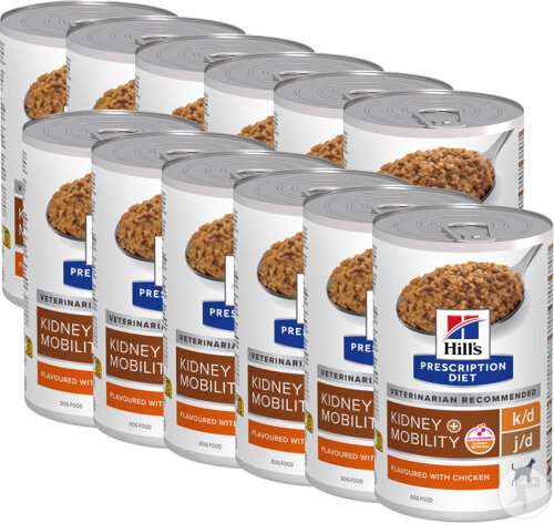 Hill's Pet Nutrition Prescription Diet K/D Kidney + Mobility Canine Poulet 12x370g