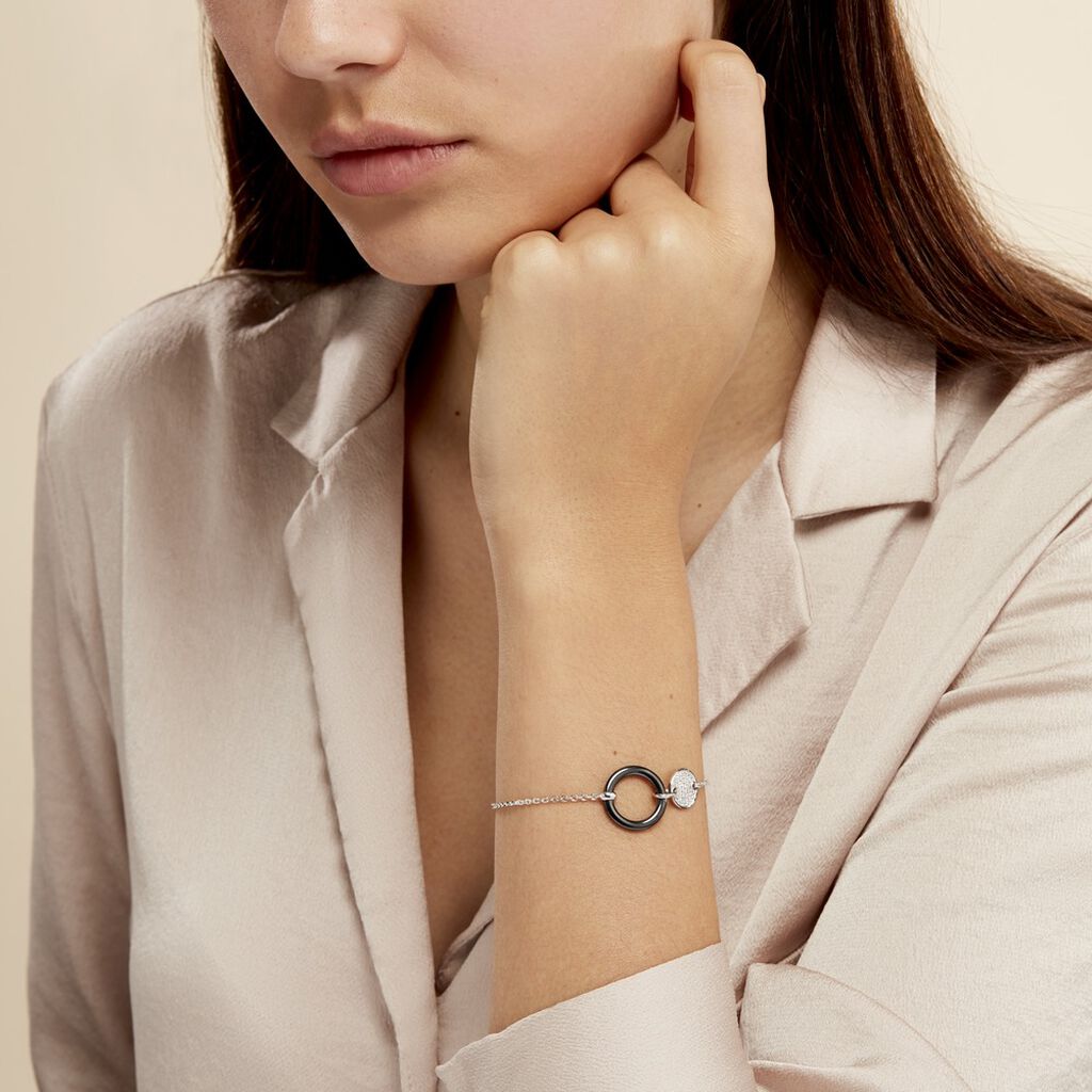 Bracelet Issara Argent Blanc Céramique Et Oxyde De Zirconium