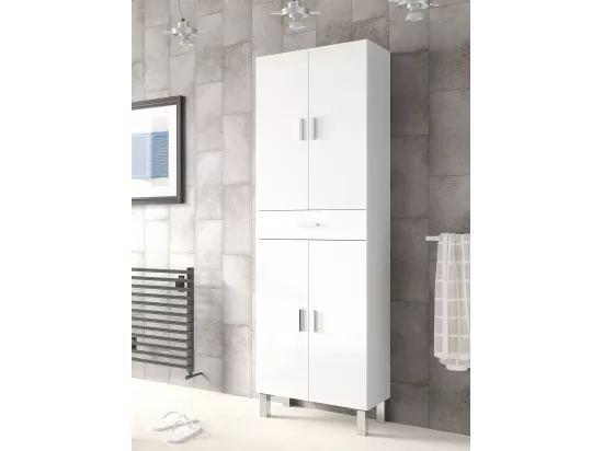 Colonne salle de bain avec 4 Portes coloris blanc brillant - 182 x 60 x 29 cm