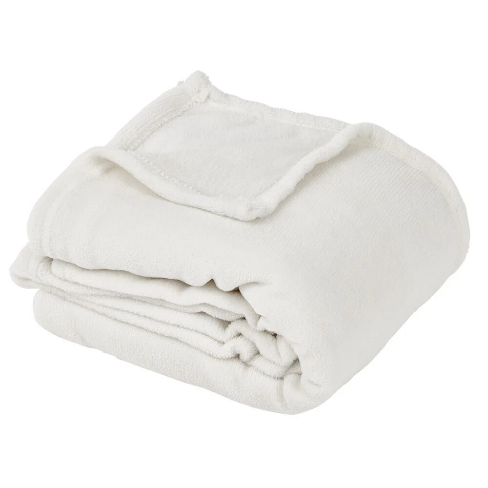 Plaid microfibre 130x160cm blanc