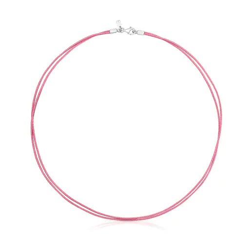 Gola dupla de náilon rosa, tudo em náilon básico.