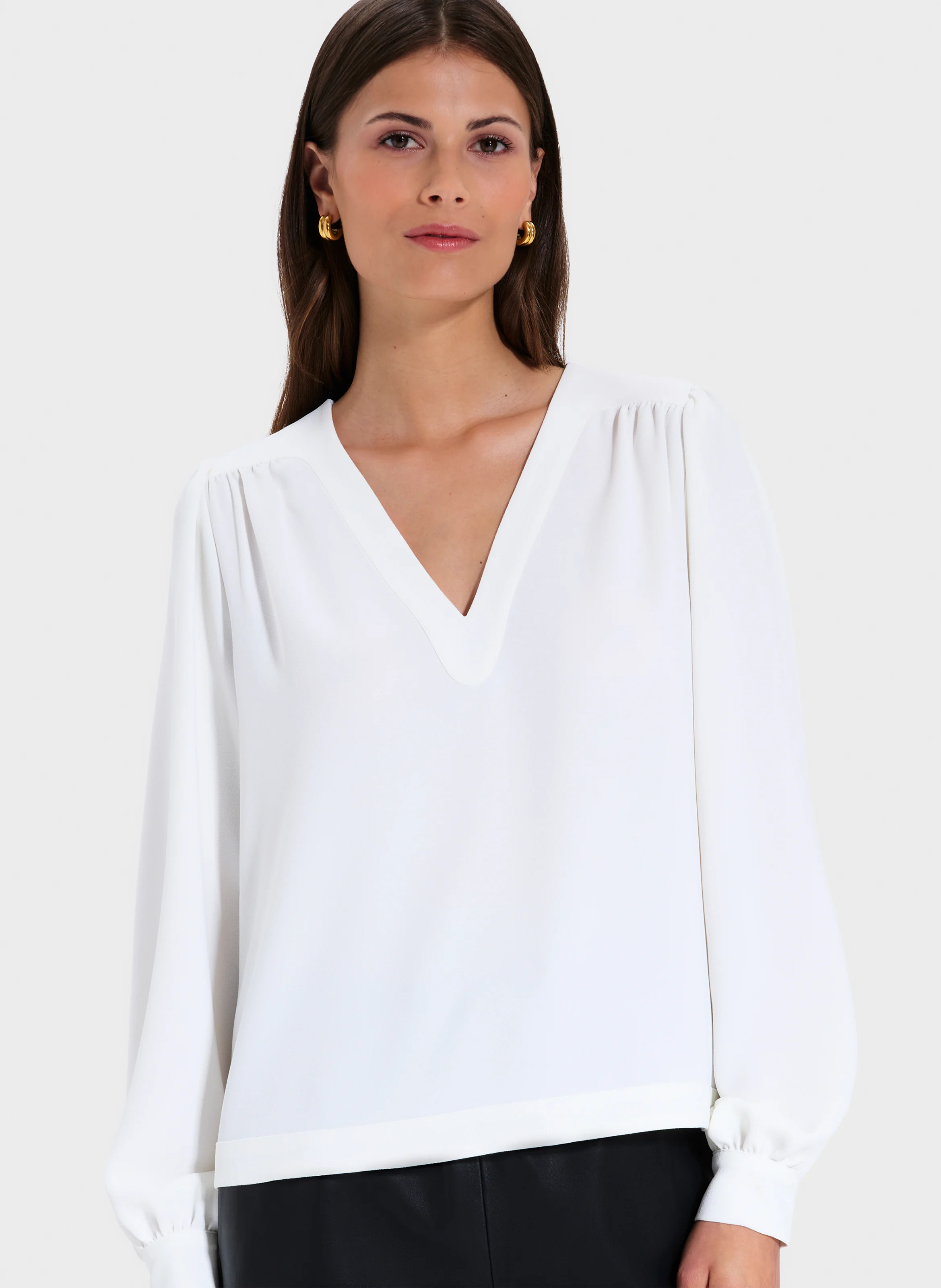 TAHIELLA - Top manches longues drapé | Blanc