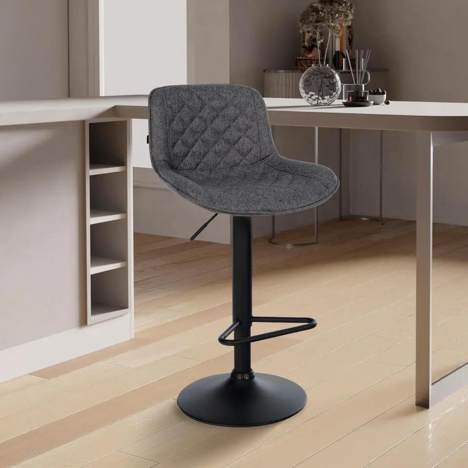 CLP Set van 2 Barkruk Kasson zwart Frame - Stof - zwart