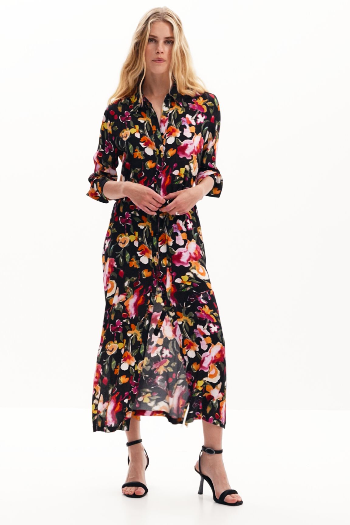 Vestido camisa floral
