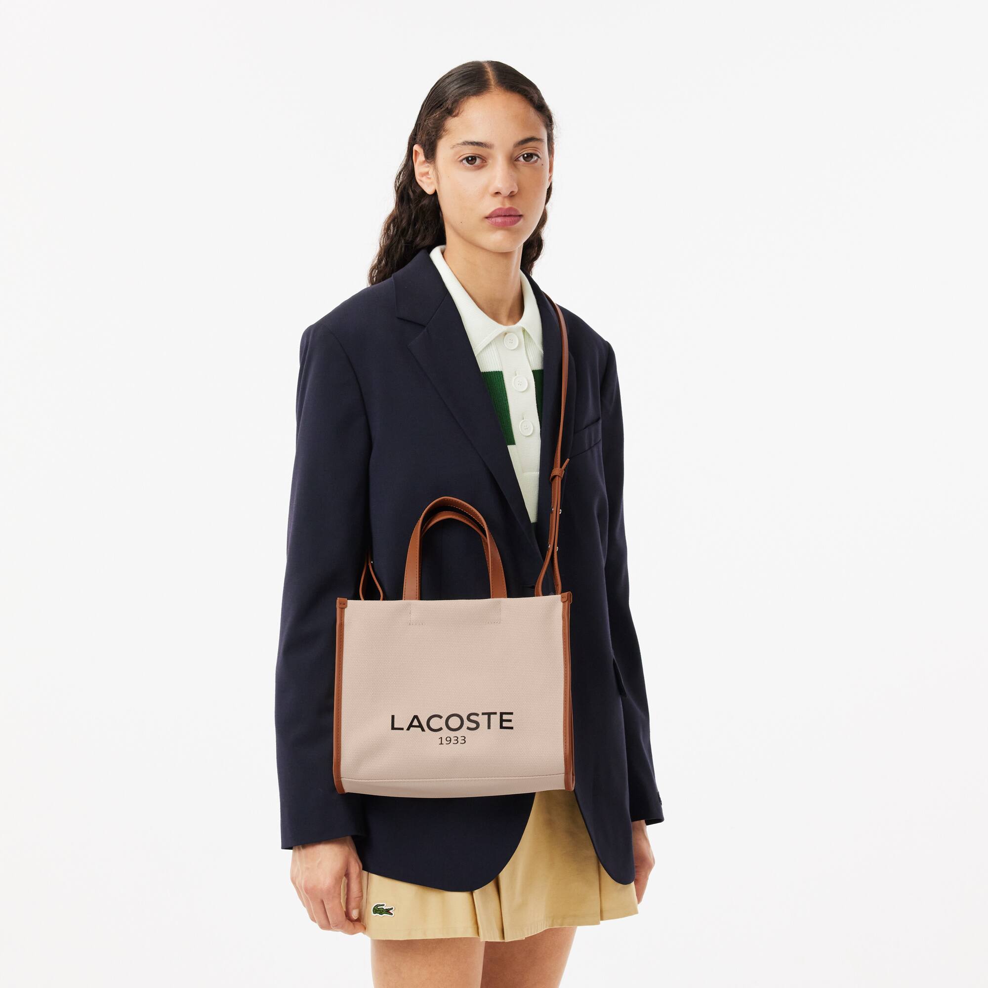 Canvas Tote Bag aus kultiger Baumwolle S Taschen - Braun - Lacoste - Damen