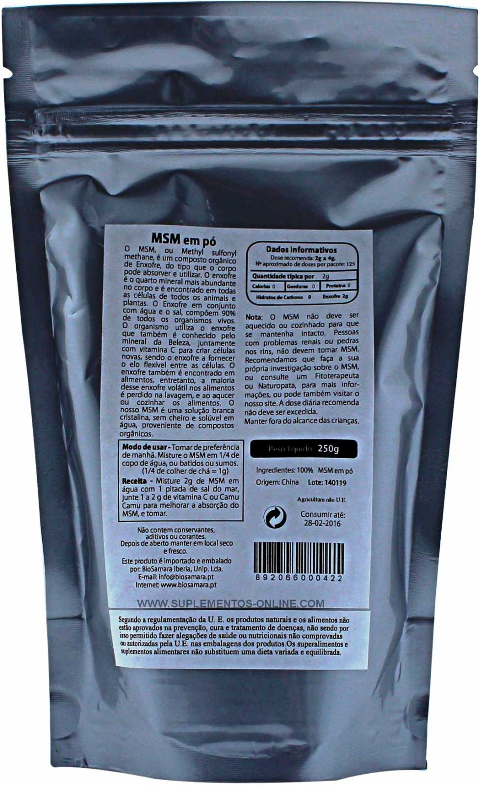 Pó de MSM Biosamara 250g