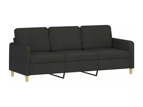 Ensemble de canapés 3 pièces avec coussins Noir Tissu