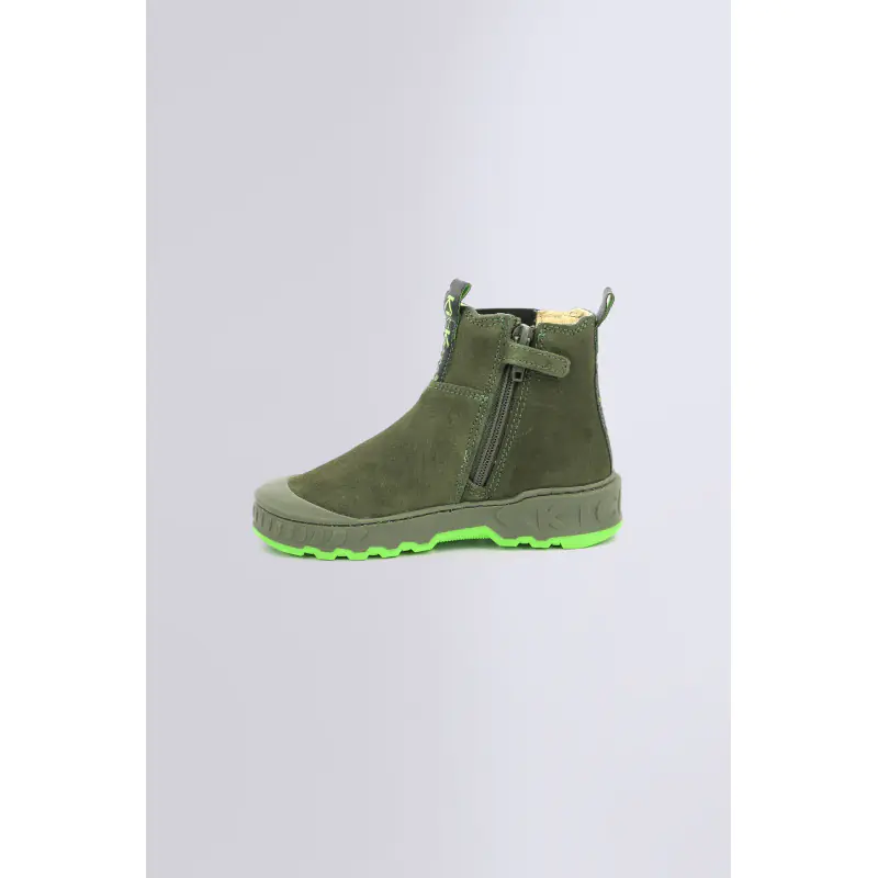 KICKTRUST KAKI VERT BOOTS Cuir Garçon