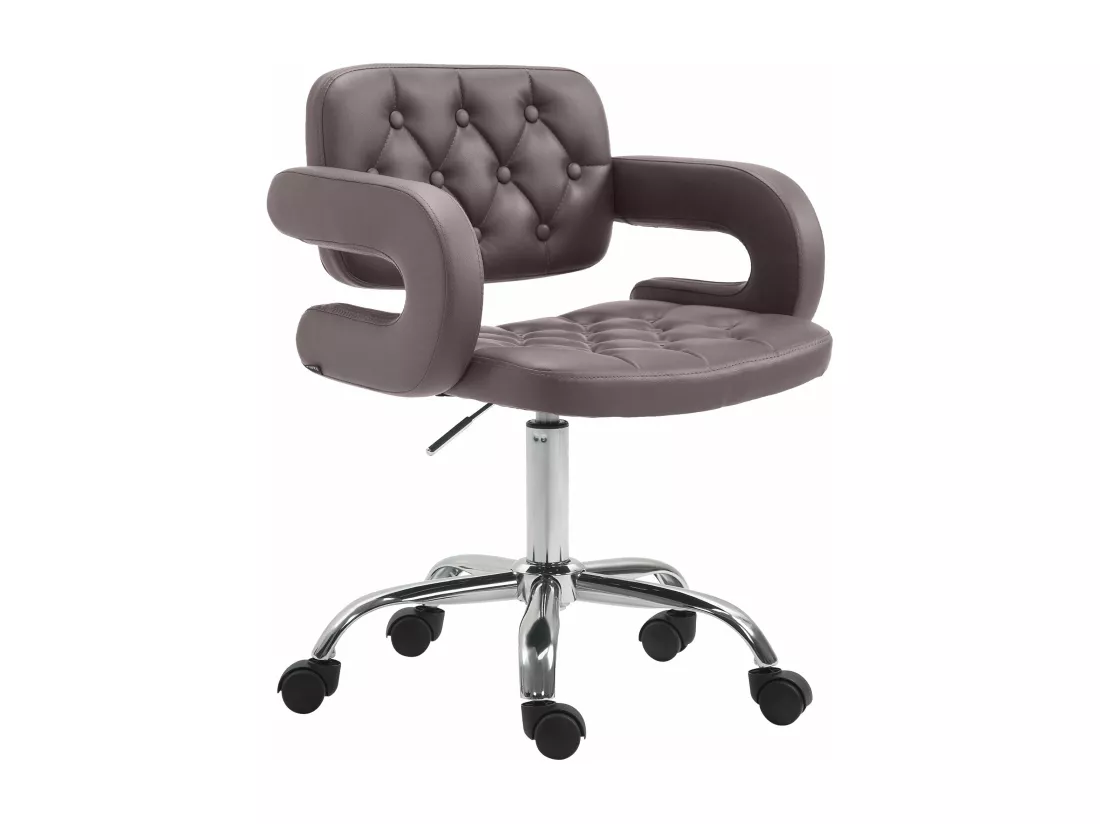 Chaise de bureau - Similicuir & Métal chromé - Marron - Dublin
