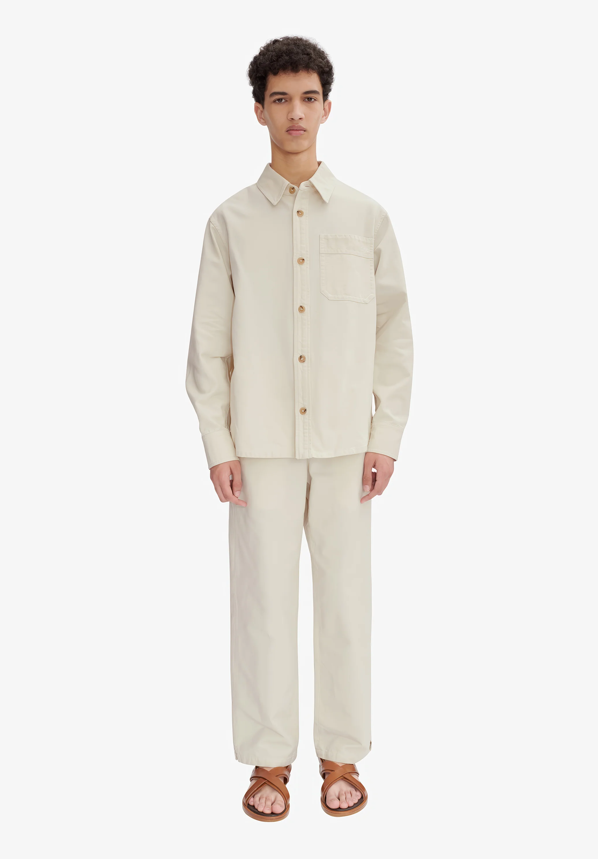 surchemise basile brodee poitrine - Blanc casse