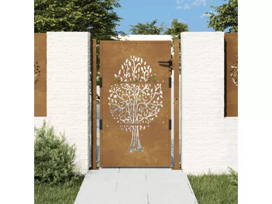 Portail de jardin 105x130 cm acier corten conception de l'arbre