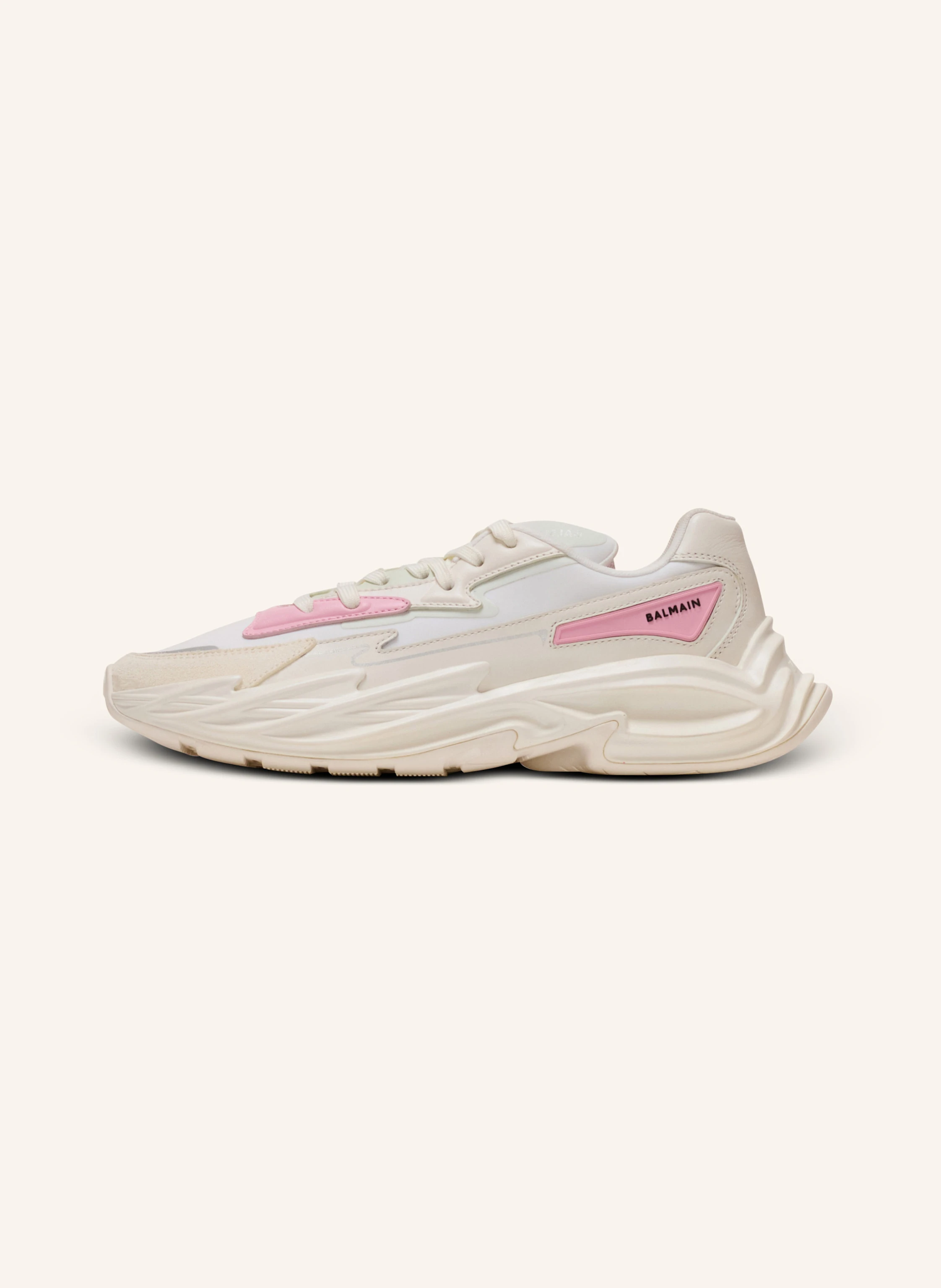 BALMAIN Sneakers Run-Row aus Leder und Nylon