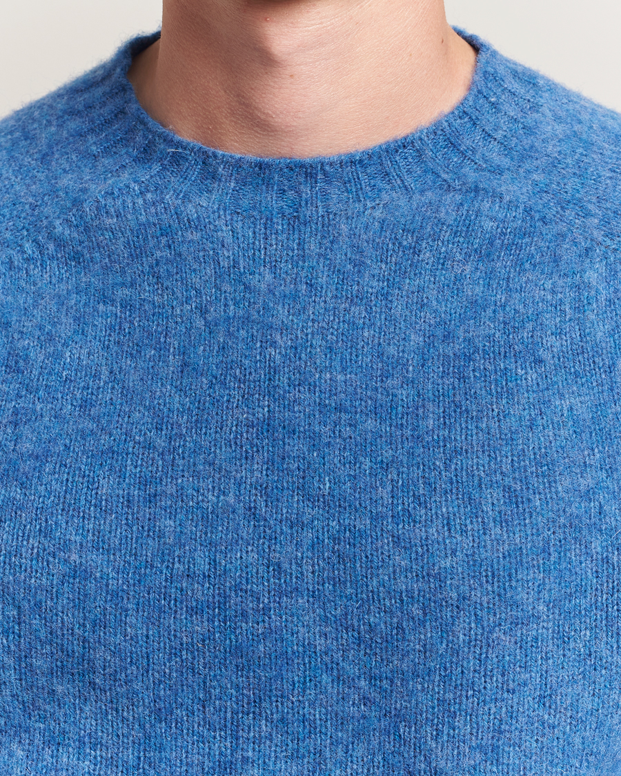 Harley Of Scotland Brushed Supersoft Lambswool Crewneck Cobalt