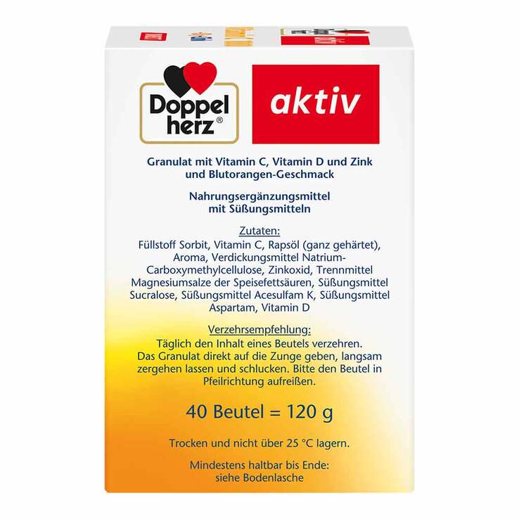 Doppelherz Vitamin C 1000 + D3 + Zink Direct Pellets, 40 St