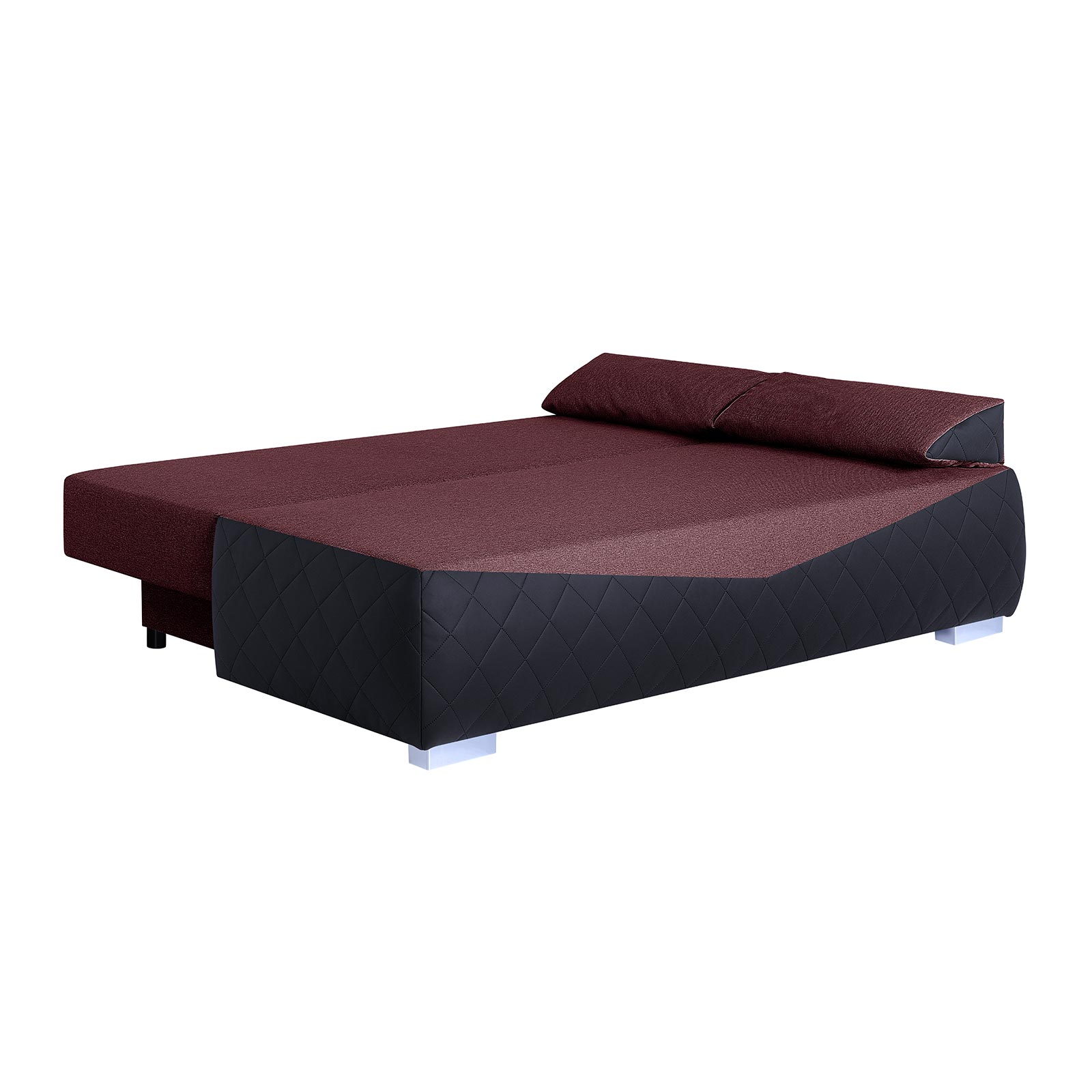 Boxspringsofa - schwarz-rot - Karosteppung - Dauerschläfer