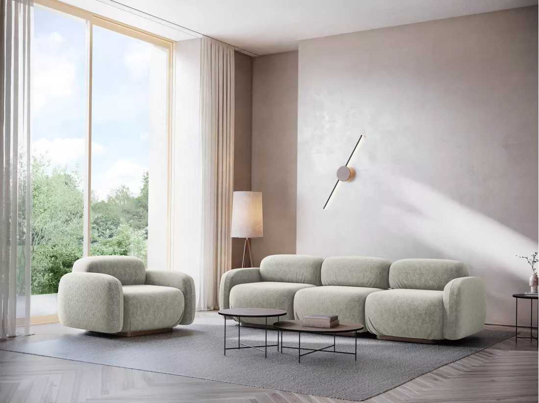 Fauteuil en tissu chenille - argent - AILANI