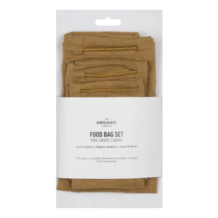 The Organic Company Food bag en coton bio - Set de 3 | Vert kaki
