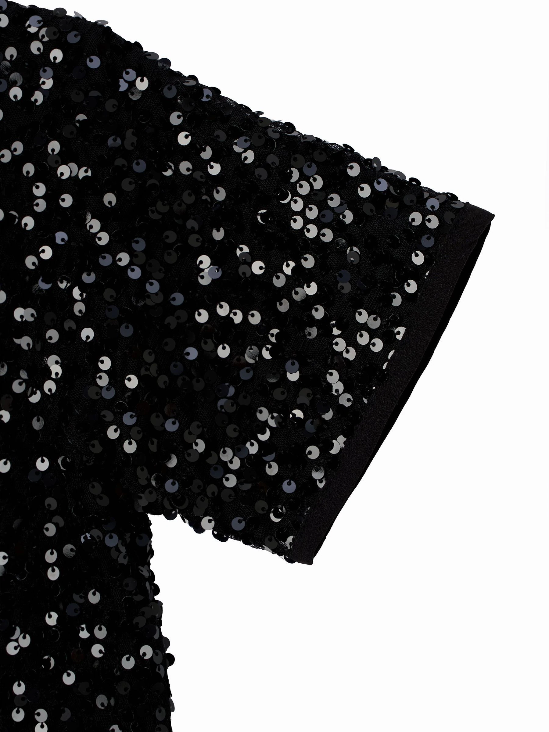 Zwart - Angel & Rocket Leona Black Sequin Top