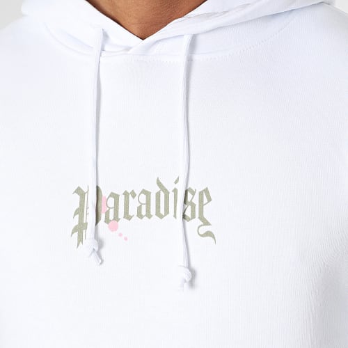 Sweat Capuche Paradise Palm Blanc