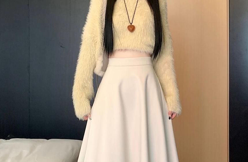OGAWA - Hoge taille effen midi A-lijn rok