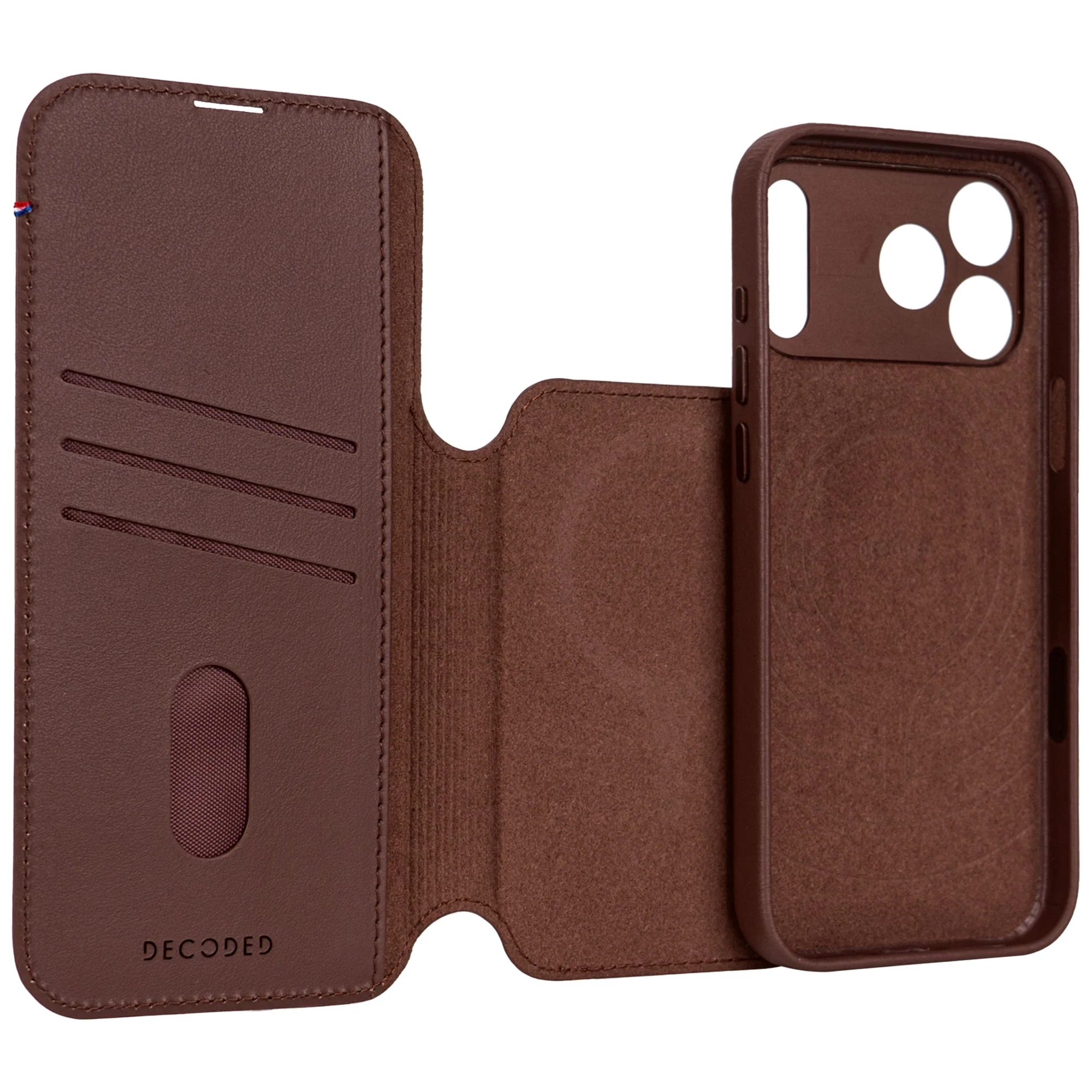 2in1 iPhone 17 Pro MagSafe Echtleder Magnet Wallet Case Tasche Flip Cover (D26IPO17PDW5CN) - Braun